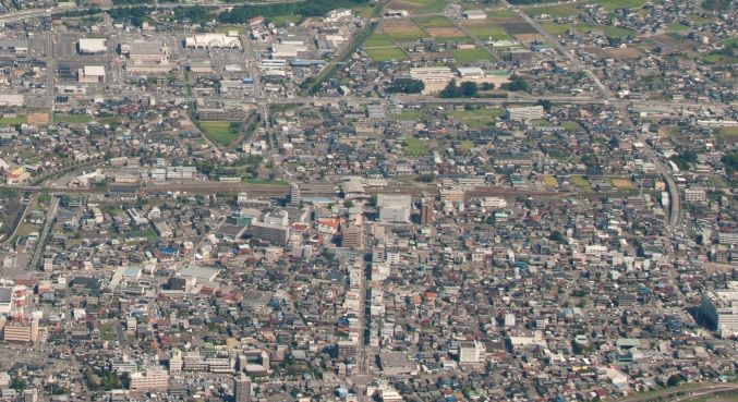 美濃太田駅を中心として広がる市街地の画像