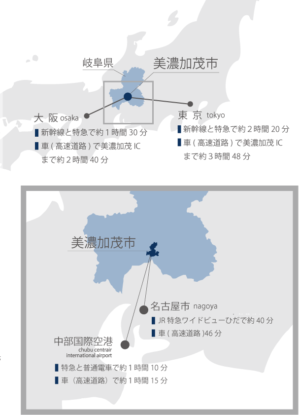 美濃加茂市へのアクセスマップの画像