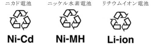 充電式電池リサイクルマークの一例