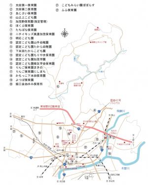 市内保育事業所の所在地